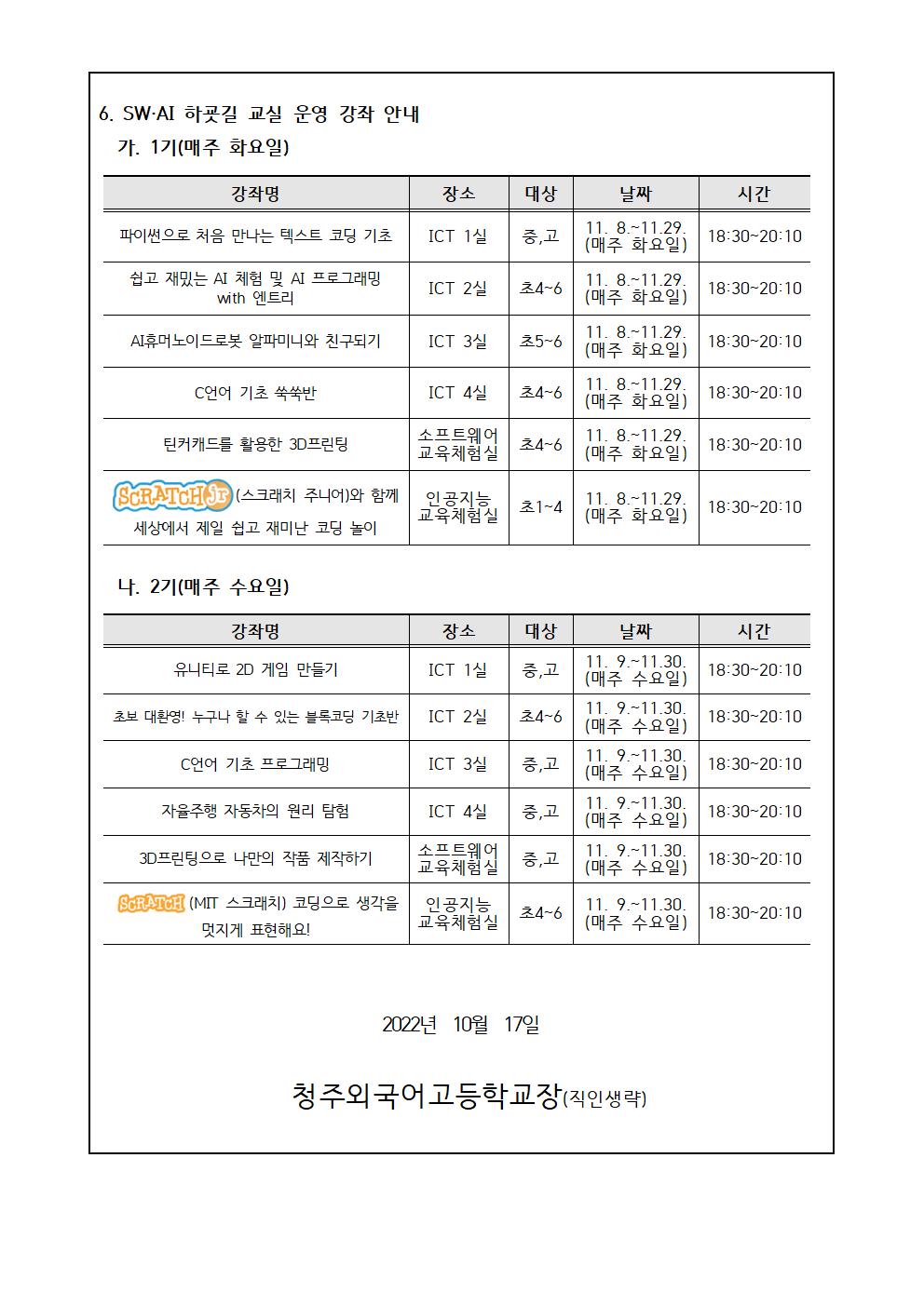 가정통신문(SW·AI 하굣길 교실 운영 안내)002